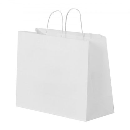 Kraftpapperspåsar med handtag 50 st 16x6x12 i festpåse vit |  EU
