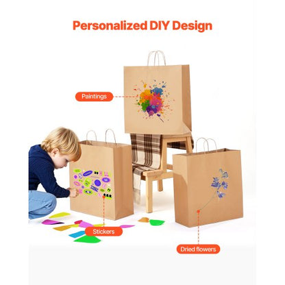 Kraftpapiertüten mit Henkeln 100 Stück 18x7x19 in Partytüte schwarz | EU