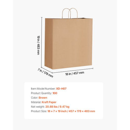 Kraftpapiertüten mit Henkeln 100 Stück 18x7x19 in Partytüte schwarz | EU