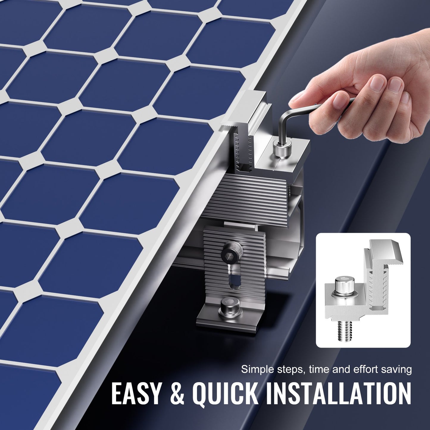 Solar Panel Z monteringsfäste 35-50 mm justerbara fäste ändklämmor 40 st.