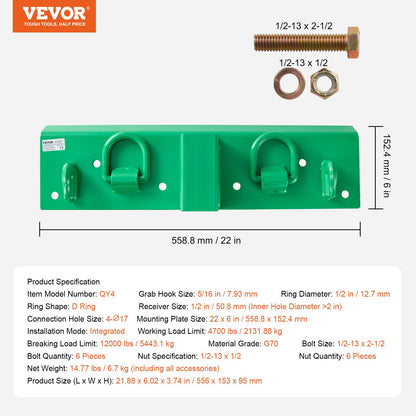 5/16" Tractor Bucket Hooks Grade 70 Steel Grab Hooks Heavy Duty 12,000 lbs
