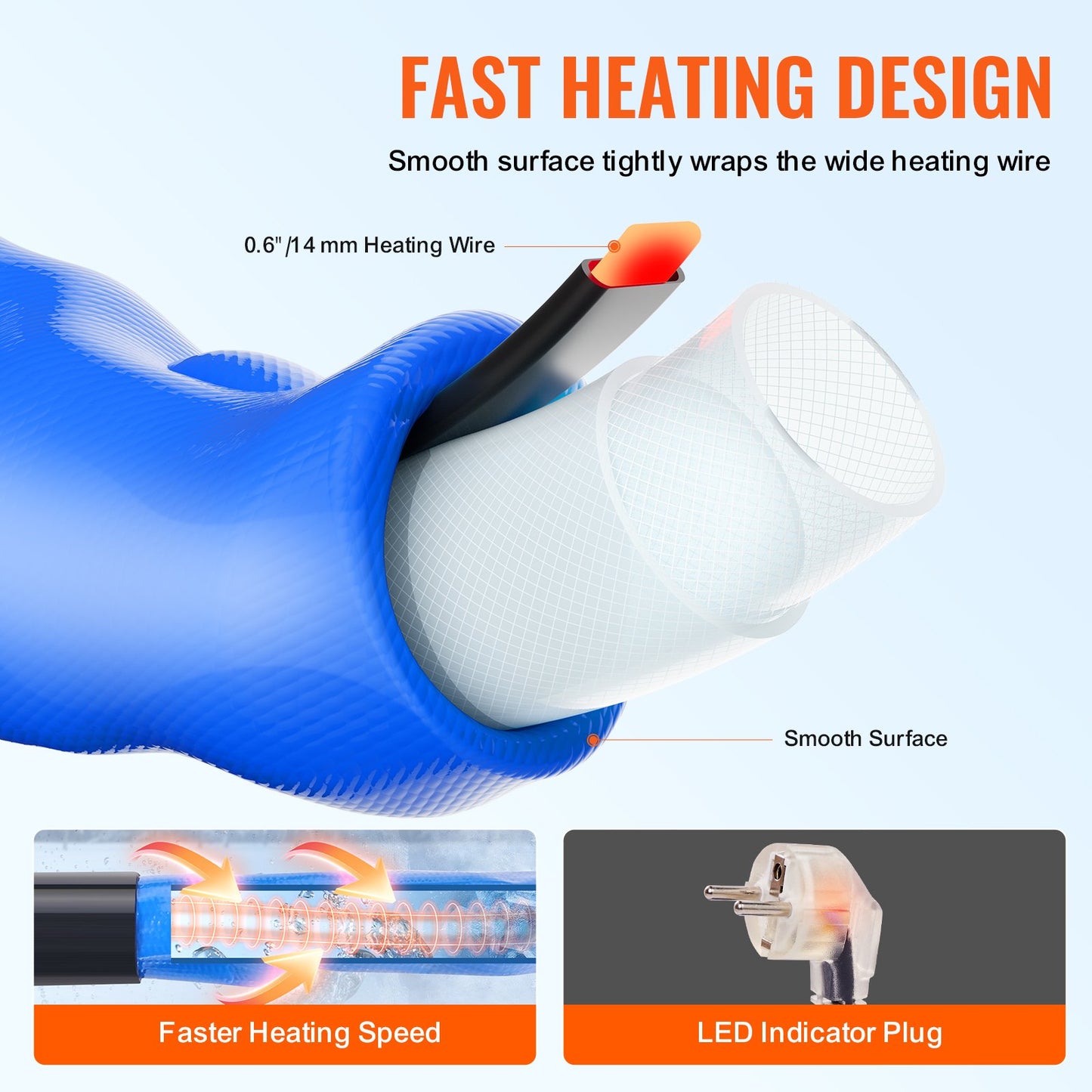 50ft Heated Water Hose for RV -45℉ Anti-Freeze Heated Drinking Water Hose