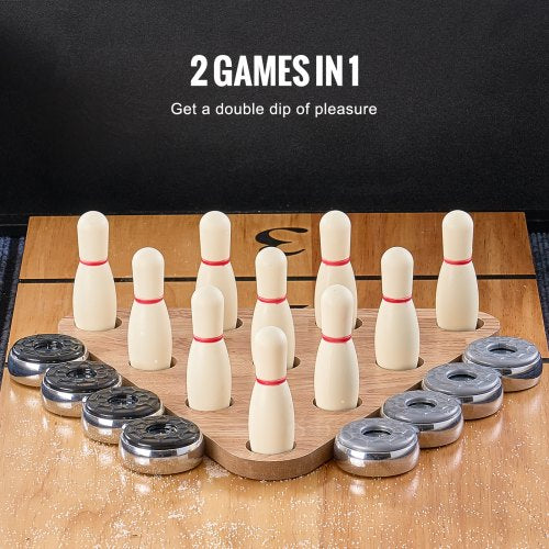 3.8m shuffleboard table 2-in-1 shuffleboard and bowling combo set