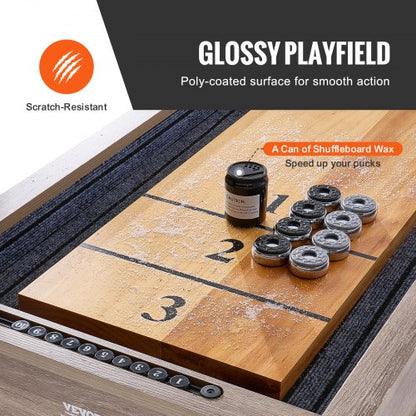 3.8m shuffleboard table 2-in-1 shuffleboard and bowling combo set