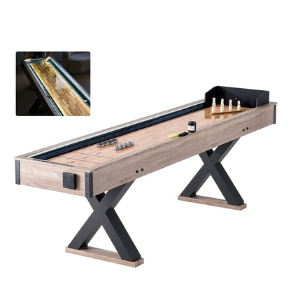 9ft LED Shuffleboard Table 2 in 1 Shuffleboard and Bowling Combo Game Set