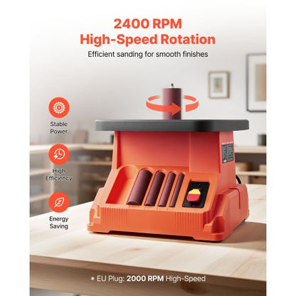 oscillerande spindelslip, 2000 varv/min bänkslip med 6 hylsor (12,7–76,2 mm), 16 mm slaglängd och 390 x 415 mm brett arbetsbord för möbelfinish, hantverksslipning, gör-det-själv-träbearbetning |  EU