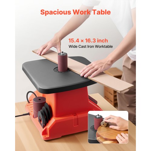 oscillerande spindelslip, 2000 varv/min bänkslip med 6 hylsor (12,7–76,2 mm), 16 mm slaglängd och 390 x 415 mm brett arbetsbord för möbelfinish, hantverksslipning, gör-det-själv-träbearbetning |  EU