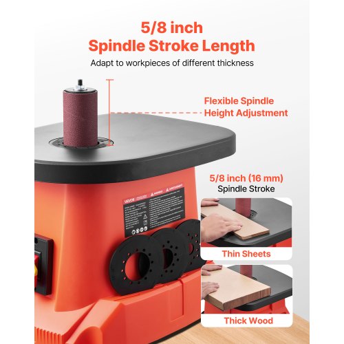 oscillerande spindelslip, 2000 varv/min bänkslip med 6 hylsor (12,7–76,2 mm), 16 mm slaglängd och 397 x 295 mm gjutjärnsbord för möbelfinish, hantverksslipning, gör-det-själv-träbearbetning |  EU