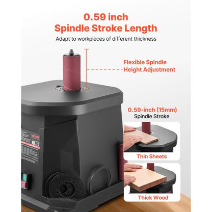 oscillerande spindelslip, 2000 varv/min bänkspindelslip med 6 hylsor (12,7–76,2 mm), 15 mm slaglängd och dammanslutningsport för möbelfinish, hantverksslipning, gör-det-själv-träbearbetning |  EU