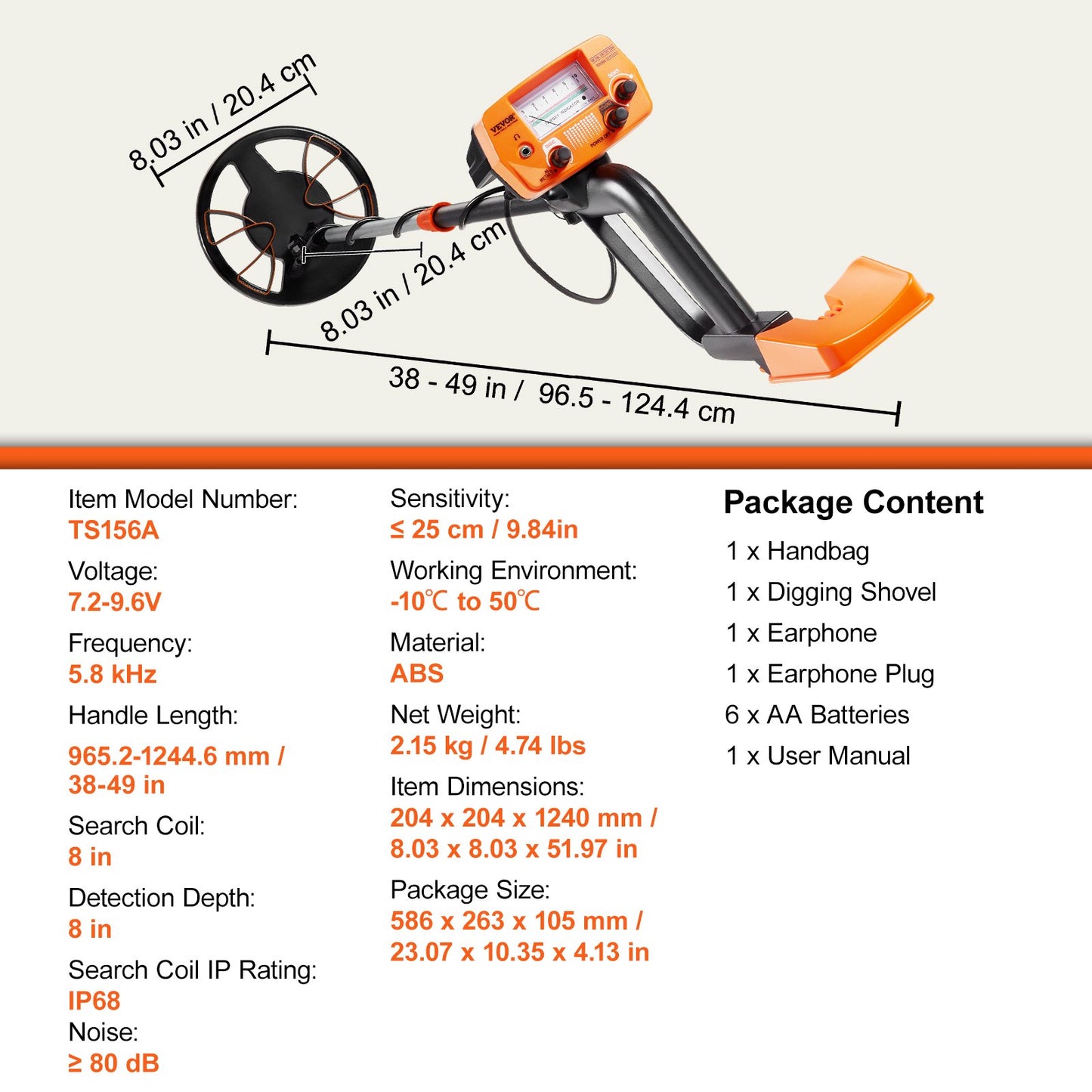 Metalldetektor för vuxna och barn, 8 tums vattentät sökspole med pekskärm med hög precision, justerbar 38''-49'' gulddetektor, lätt aluminiumstam för att upptäcka guldskatt