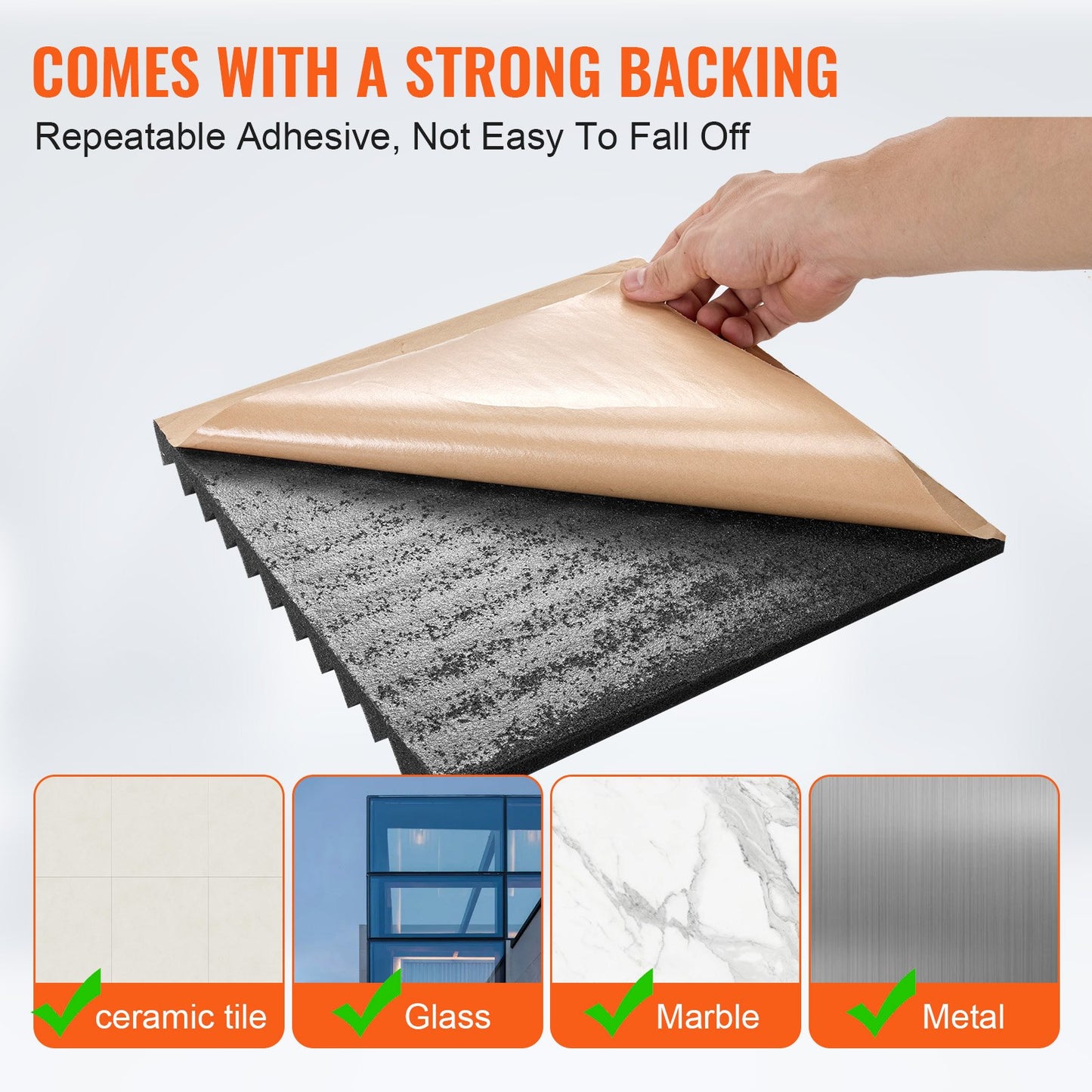 Acoustic foam panels 48-pack 12 x 12 x 1 in adhesive for wall ceilings