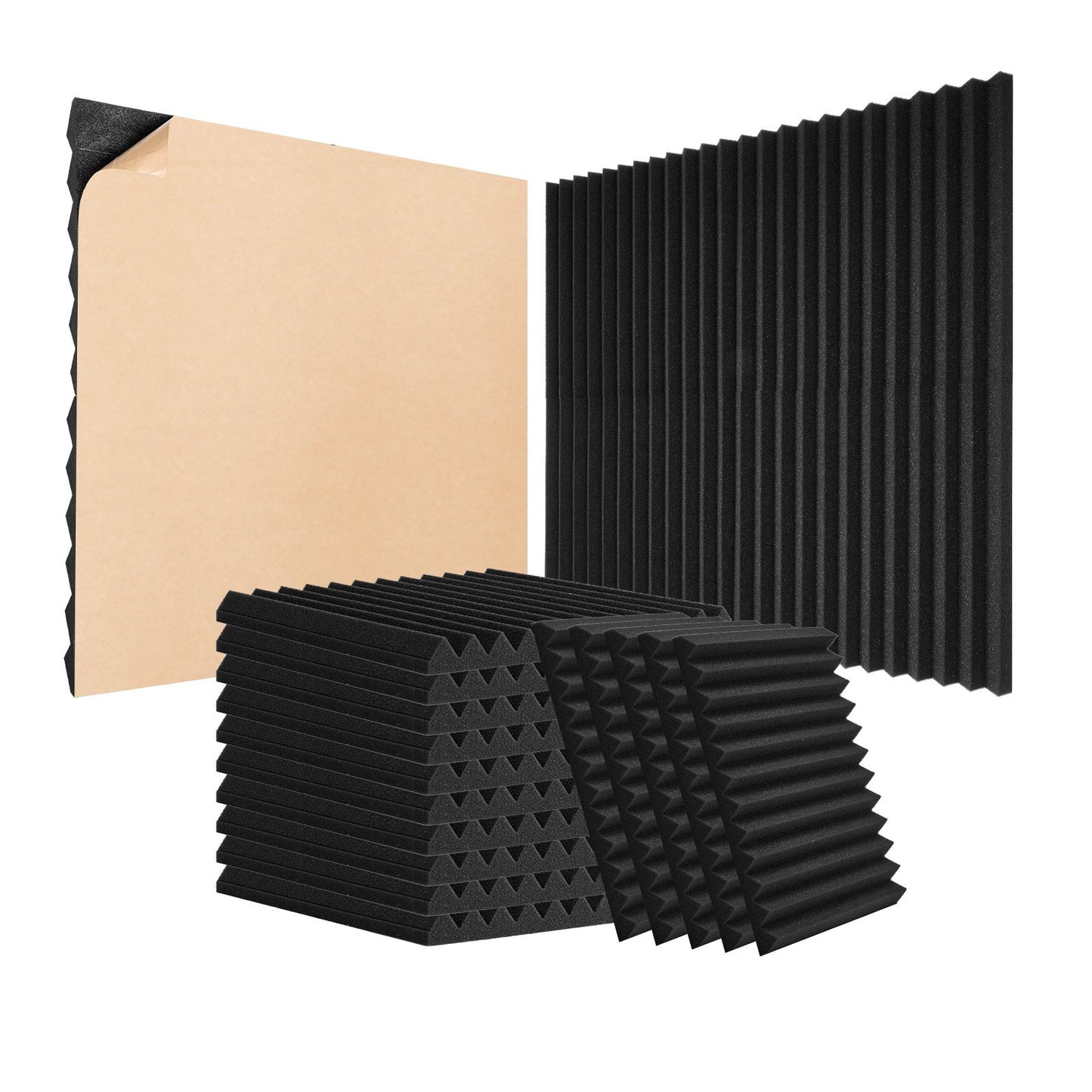 Acoustic foam panels 48-pack 12 x 12 x 1 in adhesive for wall ceilings