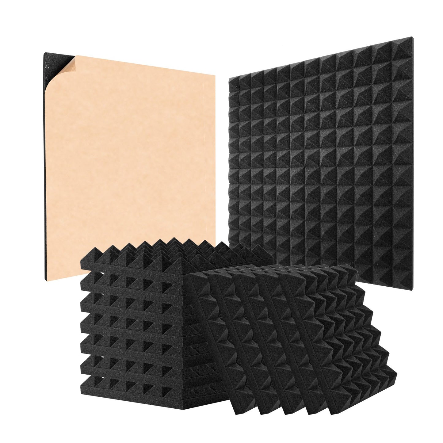 Akustiska skumpaneler 48-pack 12 x 12 x 2 i lim för väggtak