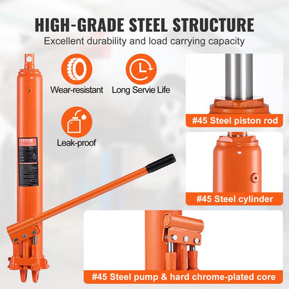 Hydraulic Long Ram Jack, 8 Ton Engine Lift Cylinder with Double Piston Pump and Fork Base, Hydraulic Cylinder for Engine Lifts, Hydraulic Garage/Workshop Cranes, Mechanical, Farm