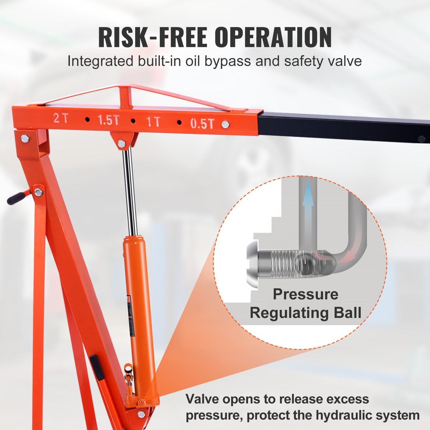 Hydraulic Long Ram Jack, 8 Ton Engine Lift Cylinder with Double Piston Pump and Fork Base, Hydraulic Cylinder for Engine Lifts, Hydraulic Garage/Workshop Cranes, Mechanical, Farm