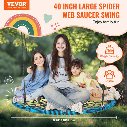 Spider Web Saucer Swing 40 tums runda gungor för barn utomhus 750 lbs