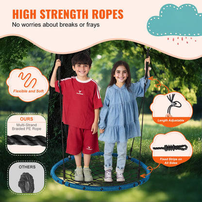 Spider Web Saucer Swing 40 tums runda gungor för barn utomhus 750 lbs