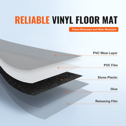 Self-Adhesive Vinyl Floor Tiles 12 x 12 Inch, 50 Tiles 1.5mm Thick Peel &amp; Stick, White Marble Texture DIY Flooring for Kitchen, Dining Room, Bedroom and Bathroom, Easy for Home Decor