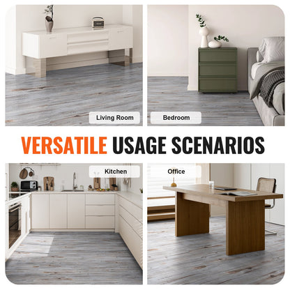 Självhäftande vinylgolvplattor 36 x 6 tum, 36 plattor 0,62 mm tjocka skal och sticka, vintage träkorn DIY-golv för kök, matsal, sovrum och badrum, lätt för heminredning