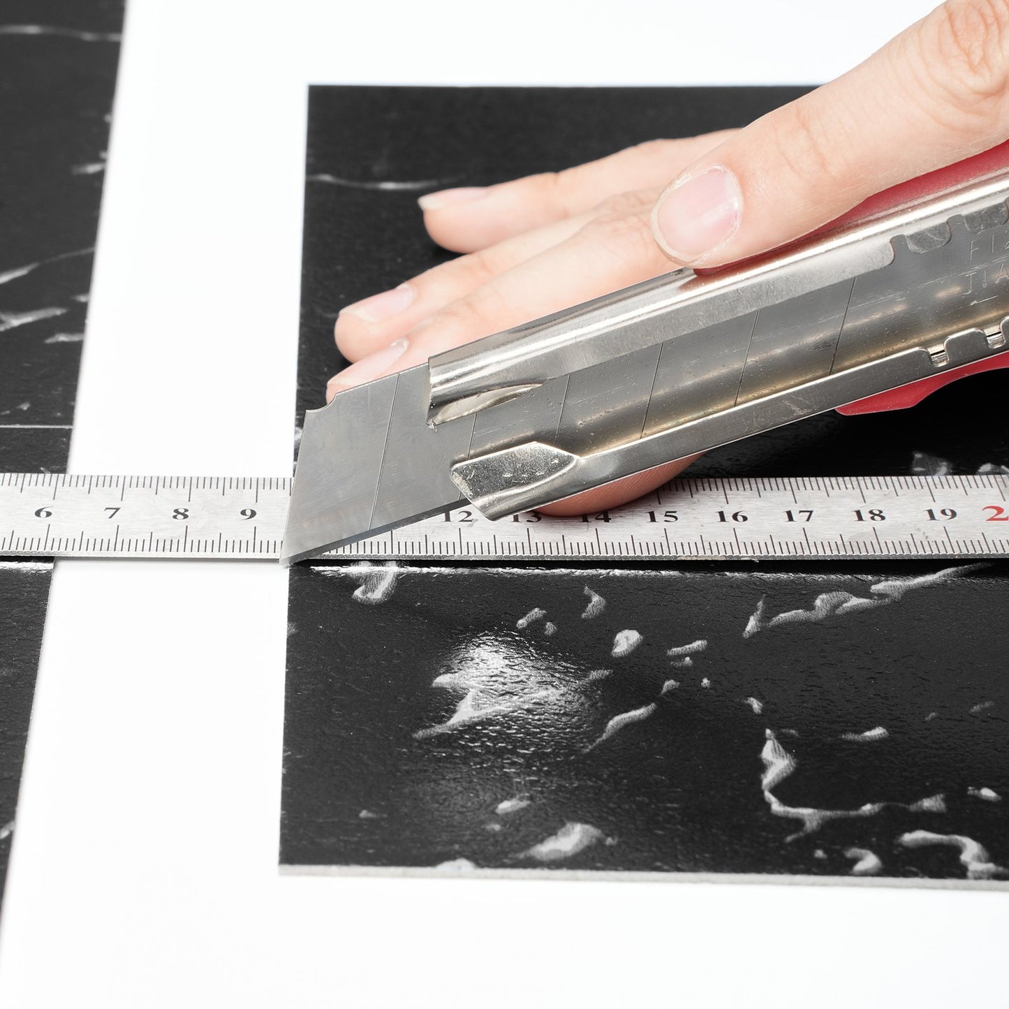 12" x 12" Self Adhesive Vinyl Floor Tiles 50pcs 1.5mm Thick Black Marble