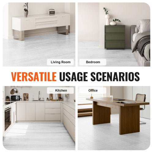 Self-Adhesive Vinyl Floor Tiles 390 x 23.6 Inch, 1.5mm Thick Peel &amp; Stick, Light Gray Wood Grain DIY Flooring for Kitchen, Dining Room, Bedroom and Bathroom, Easy for Home Decor | EU