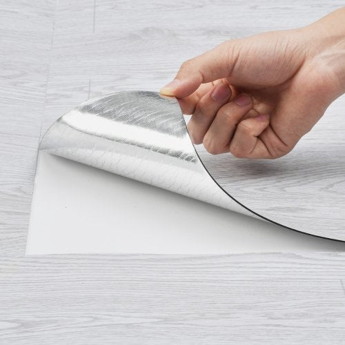 Self-Adhesive Vinyl Floor Tiles 390 x 23.6 Inch, 1.5mm Thick Peel &amp; Stick, Light Gray Wood Grain DIY Flooring for Kitchen, Dining Room, Bedroom and Bathroom, Easy for Home Decor | EU