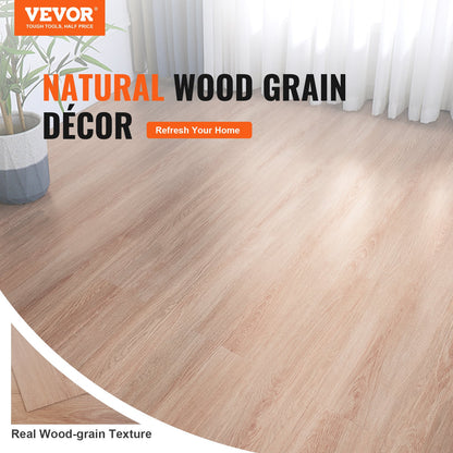 Self-Adhesive Vinyl Floor Tiles 36 x 6 Inch, 36 Tiles 2.5mm Thick Peel &amp; Stick, Natural Wood Grain DIY Flooring for Kitchen, Dining Room, Bedroom and Bathroom, Easy for Home Decor