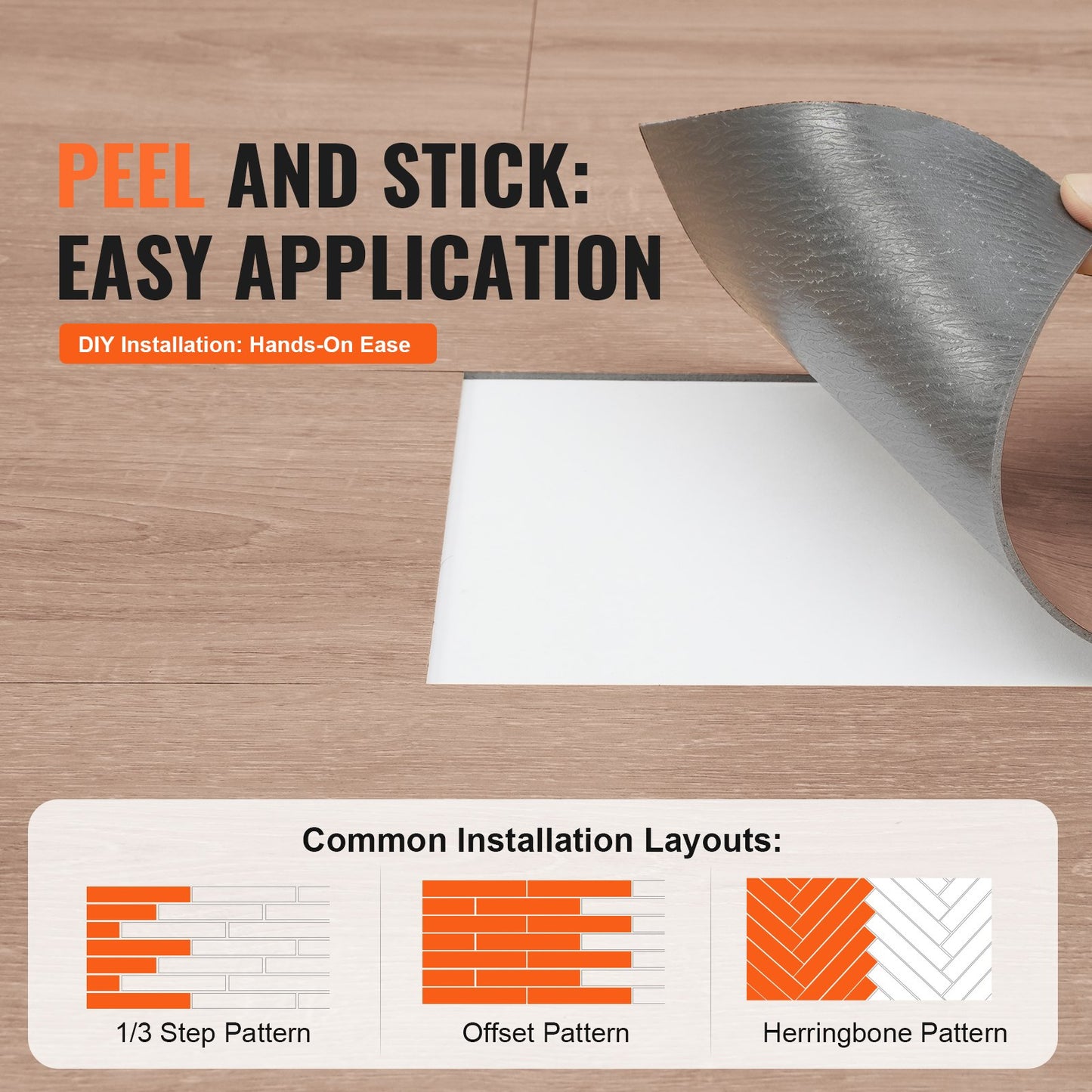 Self-Adhesive Vinyl Floor Tiles 36 x 6 Inch, 36 Tiles 2.5mm Thick Peel &amp; Stick, Natural Wood Grain DIY Flooring for Kitchen, Dining Room, Bedroom and Bathroom, Easy for Home Decor
