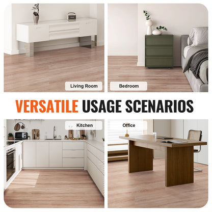 Self-Adhesive Vinyl Floor Tiles 36 x 6 Inch, 36 Tiles 2.5mm Thick Peel &amp; Stick, Natural Wood Grain DIY Flooring for Kitchen, Dining Room, Bedroom and Bathroom, Easy for Home Decor