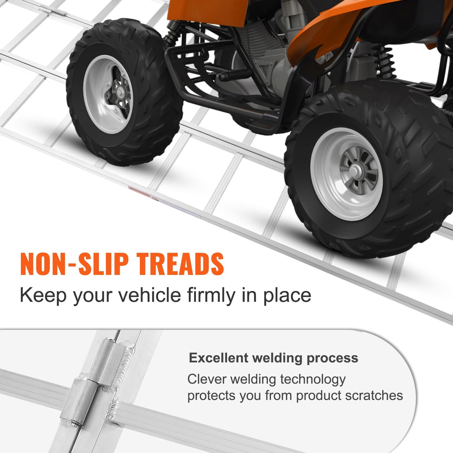 Aluminiumramper, 1500 lbs, trippelfällbar ramp med lastremmar, hopfällbar lastramp för motorcykel, traktor, ATV/UTV, lastbilar, gräsklippare, snöslunga, 77"L x 54"W, 1 st