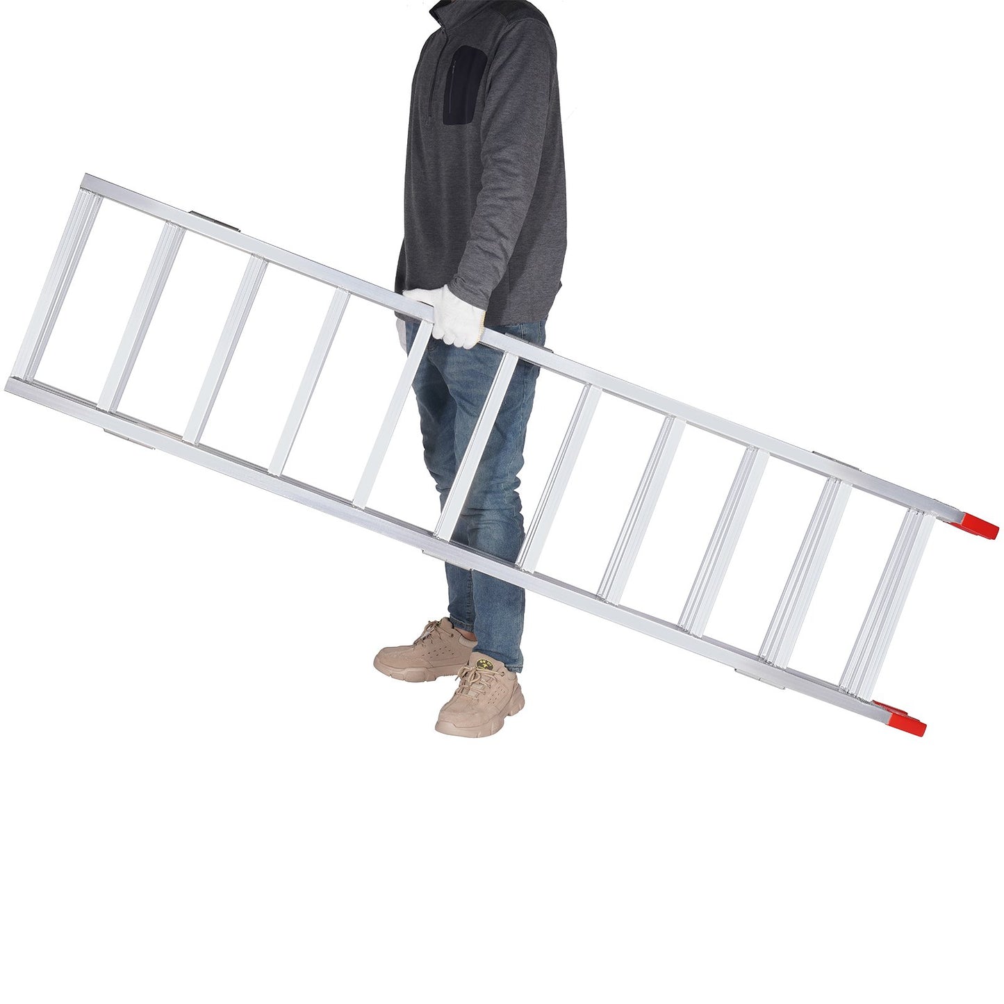 Aluminiumramper, 1500 lbs, trippelfällbar ramp med lastremmar, hopfällbar lastramp för motorcykel, traktor, ATV/UTV, lastbilar, gräsklippare, snöslunga, 77"L x 54"W, 1 st