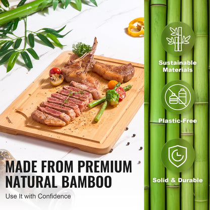 Bamboo Cutting Board Premium Versatile Cutting Board with Built-in Handle