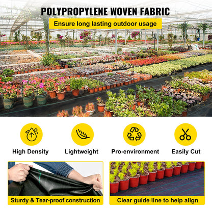 6,5FTx300FT Premium ogrässkyddstyg Heavy Duty 3,2OZ, vävt ogräsbekämpande tyg, hög permeabilitet bra för blomsterbädd, geotextiltyg för underlag, markskydd av polyeten