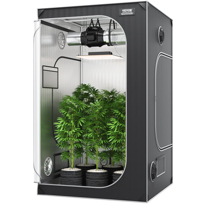 4x4 Grow Tent, 48'' x 48'' x 80'', High Reflective 2000D Mylar Hydroponic Grow Tent with Observation Window, Tool Bag and Floor Tray for Indoor Plant Growing
