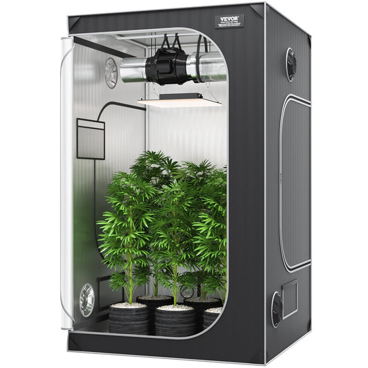 4x4 Grow Tent, 48'' x 48'' x 80'', High Reflective 2000D Mylar Hydroponic Grow Tent with Observation Window, Tool Bag and Floor Tray for Indoor Plant Growing