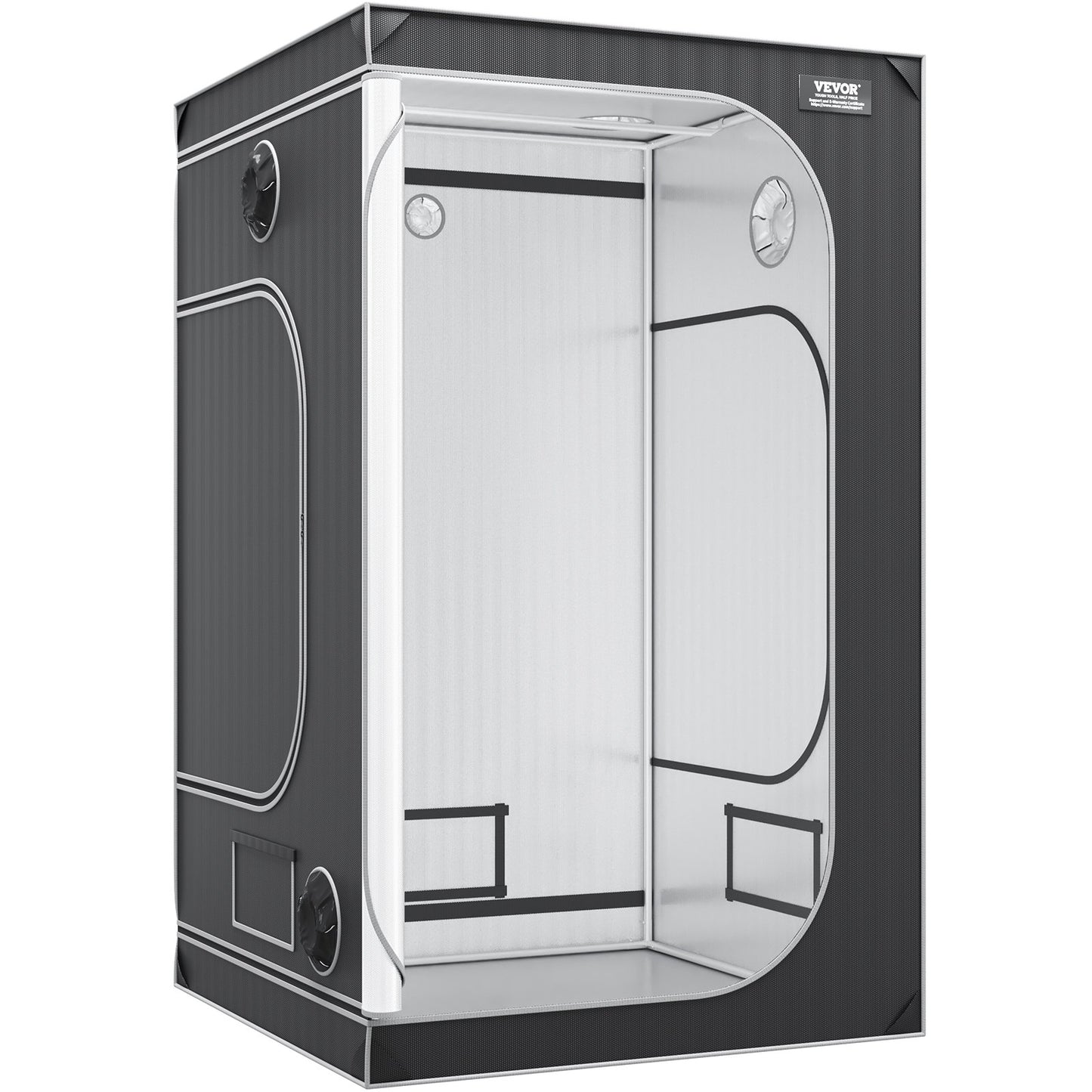 4x4 Grow Tent, 48'' x 48'' x 80'', High Reflective 2000D Mylar Hydroponic Grow Tent with Observation Window, Tool Bag and Floor Tray for Indoor Plant Growing
