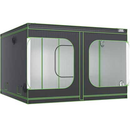 10x10 Growzelt, 120'' x 120'' x 80'', hochreflektierendes 600D Mylar Hydroponisches Growzelt mit Beobachtungsfenster, Werkzeugtasche und Bodenwanne für den Indoor-Pflanzenanbau